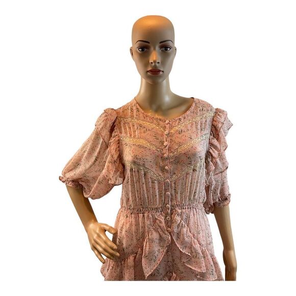 Etophe Studios Women’s  Pink Flower Color , Polyester/ Rayon Dress.Size Large. - Picture 4 of 12